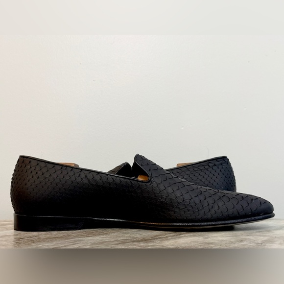 MANOLO BLAHNIK BLACK PYTHON SNAKE SKIN MARIO LOAFERS 12.5  US / 11.5 UK $1500 - Picture 5 of 11